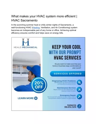 Maximizing Efficiency:  Efficient HVAC System in Sacramento