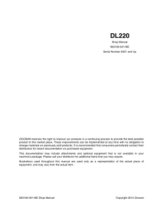 Doosan DL220 Wheel Loader Service Repair Manual