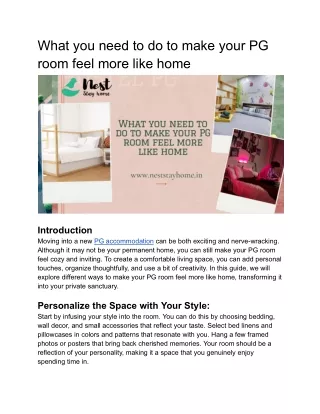 What you need to do to make your PG room feel more like home