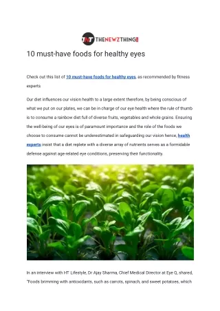 10 must-have foods for healthy eyes