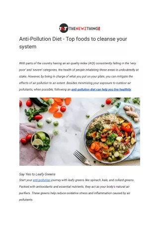 Anti-Pollution Diet - Top foods to cleanse your system