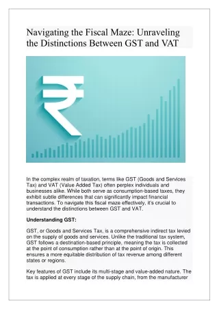 Navigating the Fiscal Maze: Unraveling the Distinctions Between GST and VAT