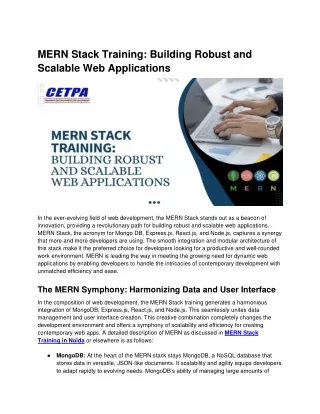 MERN Stack Training Building Robust and Scalable Web Applications