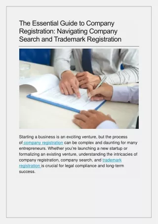 The Essential Guide to Company Registration: Navigating Company Search and Trade