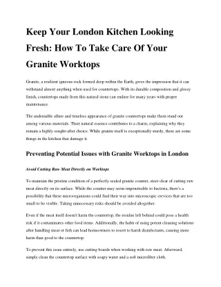 Keep Your London Kitchen Looking Fresh_ How To Take Care Of Your Granite Worktops