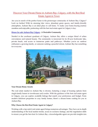 Discover Your Dream Home in Auburn Bay, Calgary, with the Best Real Estate Agent in Town