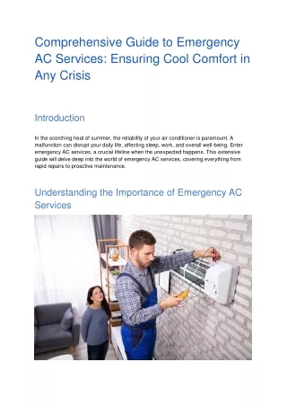 Comprehensive Guide to Emergency AC Services: Ensuring Cool Comfort in Any Crisi