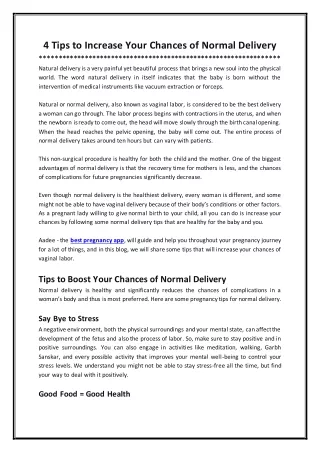 4 Tips to Increase Your Chances of Normal Delivery