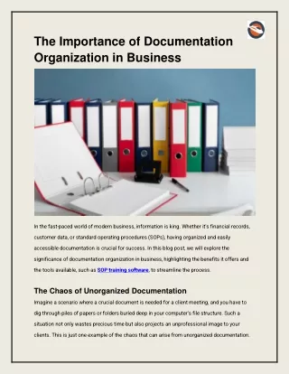 The Importance of Documentation Organization in Business