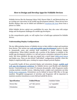How to Design and Develop Apps for Foldable Devices