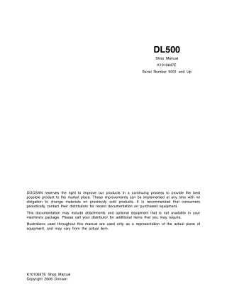 Doosan DL500 Wheel Loader Service Repair Manual