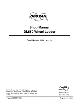 Doosan DL550 Wheel Loader Service Repair Manual