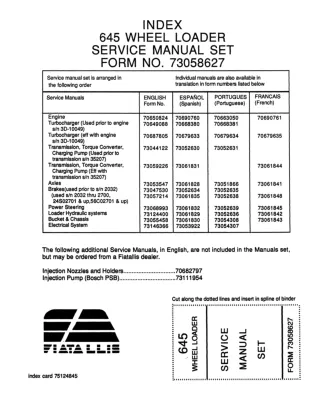 FiatAllis 645 Wheel Loader Service Repair Manual