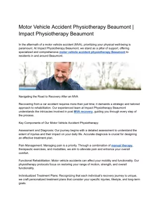 Motor Vehicle Accident Physiotherapy Beaumont _ Impact Physiotherapy Beaumont