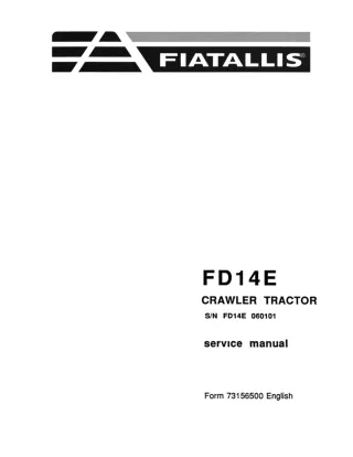 FiatAllis FD14E Crawler Tractor Service Repair Manual