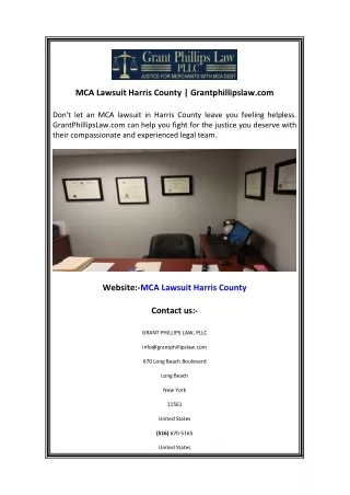 MCA Lawsuit Harris County  Grantphillipslaw.com