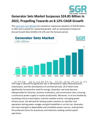 Generator Sets Market Surges to $24.85 Billion in 2022, Poised for 8.12% CAGR