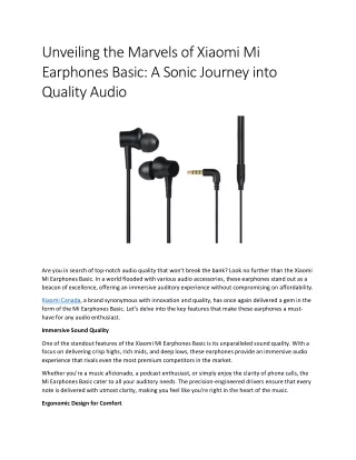 Unveiling the Marvels of Xiaomi Mi Earphones Basic