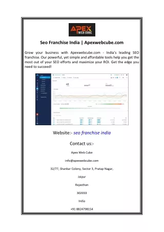 Seo Franchise India  Apexwebcube.com