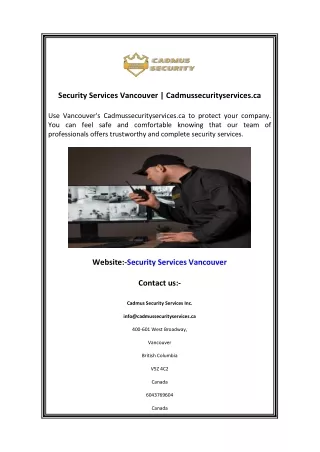 Security Services Vancouver  Cadmussecurityservices.ca