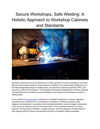 Secure Workshops, Safe Welding_ A Holistic Approach to Workshop Cabinets and Standards