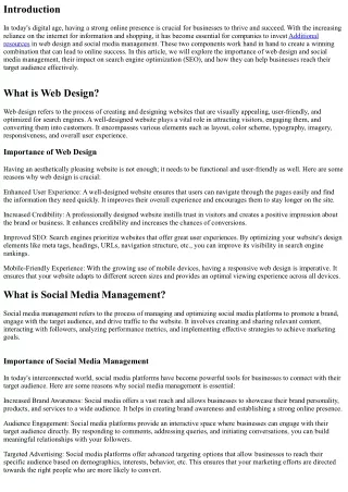 Web Design and Social Media Management: The Winning Combination for Online Succe