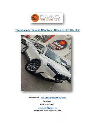 The best car rental in New York | Dams Rent a Car LLC