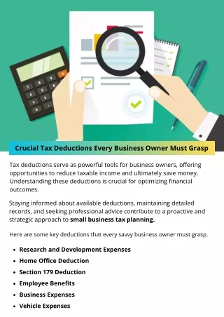 Crucial Tax Deductions Every Business Owner Must Grasp