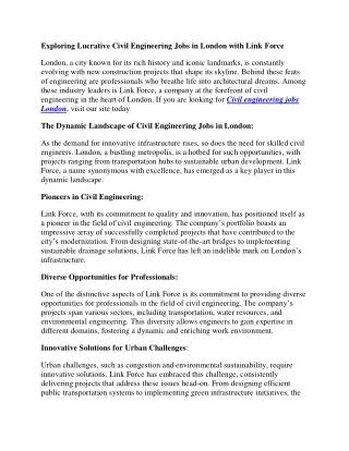 Civil engineering jobs london