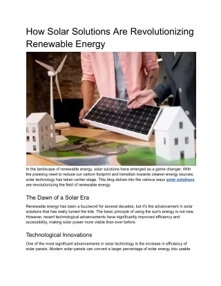 Solar Solutions - Leading the Renewable Energy Revolution