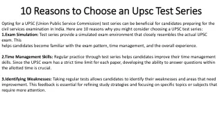 10 Reasons to Choose an Upsc Test Series