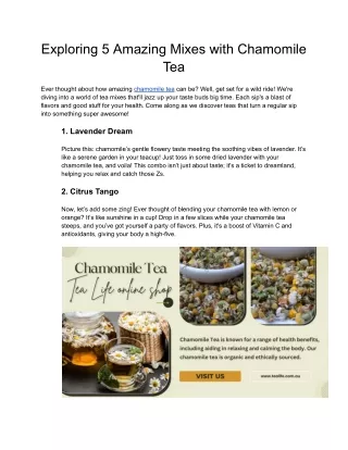 Exploring 5 Amazing Mixes with Chamomile Tea