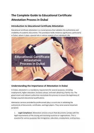 The Complete Guide to Educational Certificate Attestation Process in Dubai