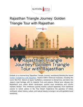 Rajasthan Triangle Journey: Golden Triangle Tour with Rajasthan