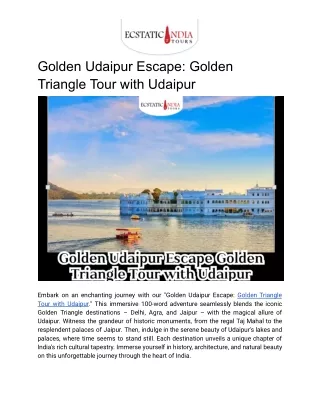 Golden Udaipur Escape: Golden Triangle Tour with Udaipur