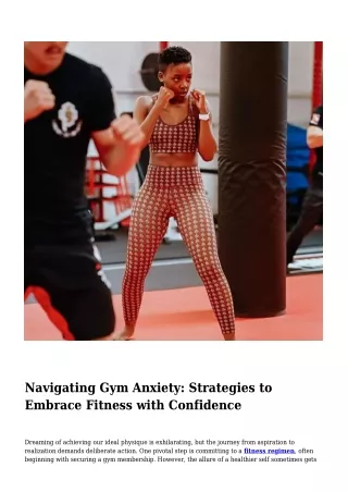 Navigating Gym Anxiety- Strategies to Embrace Fitness with Confidence