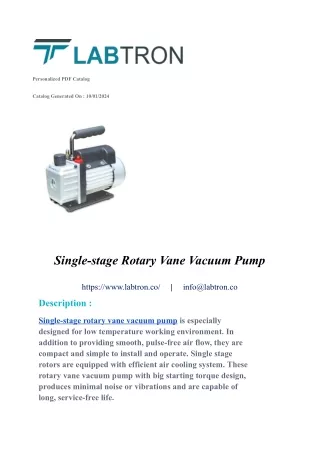 Single-stage Rotary Vane Vacuum Pump