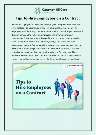 Tips to Hire Employees on a Contract