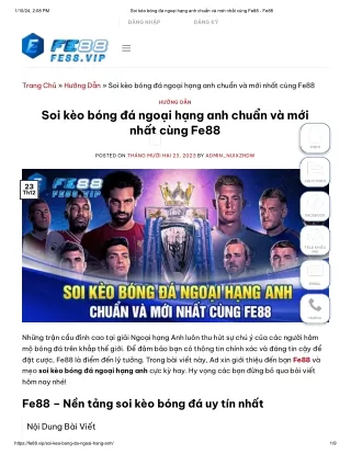 Soi kèo bóng đá ngoại hạng anh chuẩn và mới nhất cùng Fe88