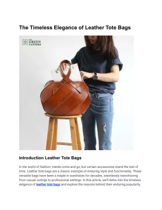 The Timeless Elegance of Leather Tote Bags