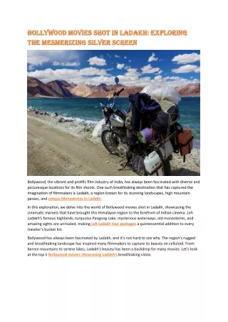 Bollywood Movies Shot in Ladakh- Exploring the Mesmerizing Silver Screen