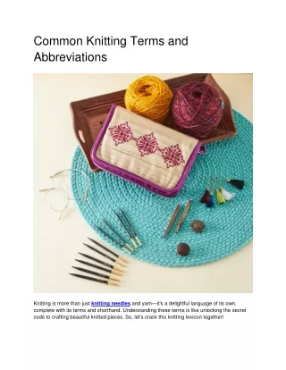 Common Knitting Terms and Abbreviations