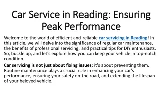 Car Service in Reading Ensuring Peak Performance