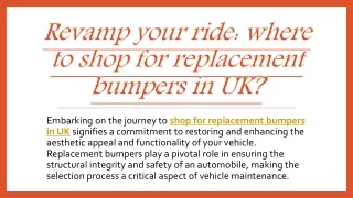 Revamp your ride where to shop for replacement bumpers in UK