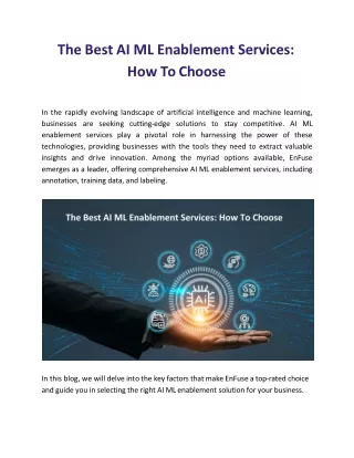 The Best AI ML Enablement Services: How To Choose