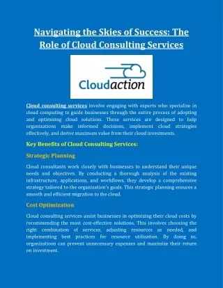 Navigating the Skies of Success- The Role of Cloud Consulting Services
