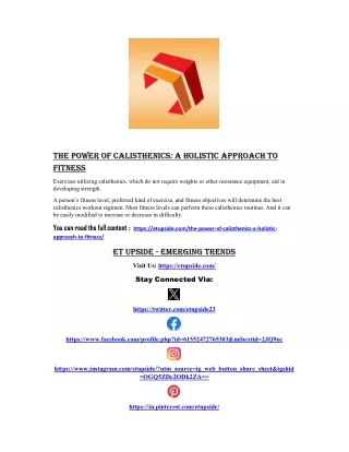 The Power of Calisthenics- A Holistic Approach to Fitness