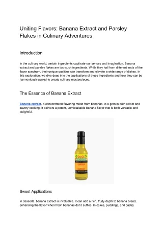 Uniting Flavors_ Banana Extract and Parsley Flakes in Culinary Adventures