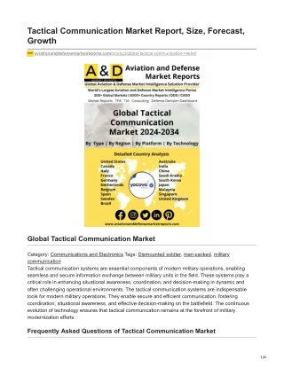 Tactical Communication Market Report Size Forecast Growth