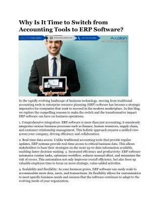 Why Is It Time to Switch from Accounting Tools to ERP Software